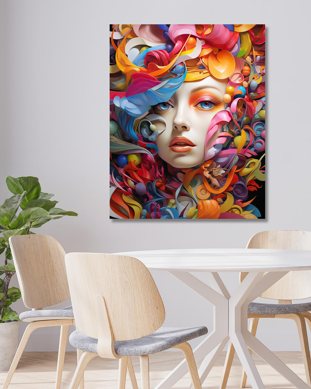Obrazy na stěnu - Dívka v barevných stužkách Rozměr: 40x50 cm, Rámování: vypnuté plátno na rám