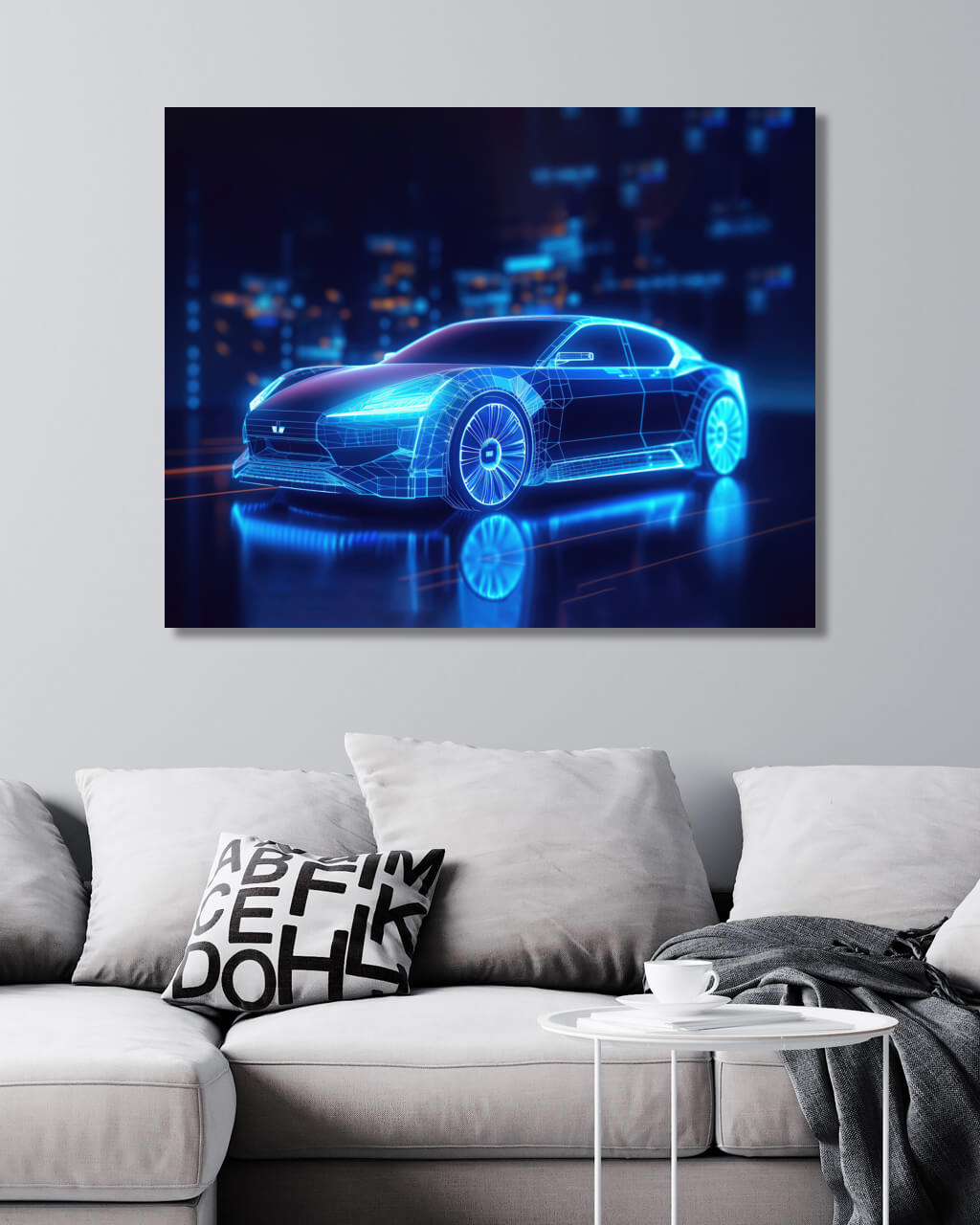 Obrazy na stěnu - Neonové auto Rozměr: 40x50 cm, Rámování: vypnuté plátno na rám