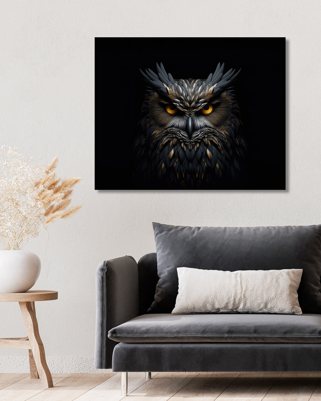 Obrazy na stěnu - Tajemná sova Rozměr: 40x50 cm, Rámování: vypnuté plátno na rám