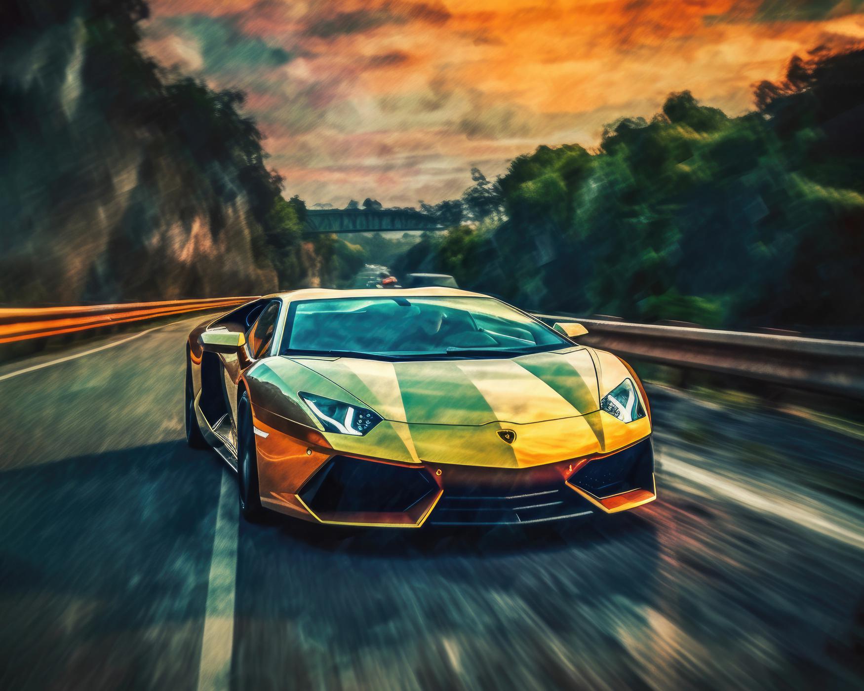 Obrazy na stěnu - Blesková jízda Lamborghini Rozměr: 40x50 cm, Rámování: vypnuté plátno na rám