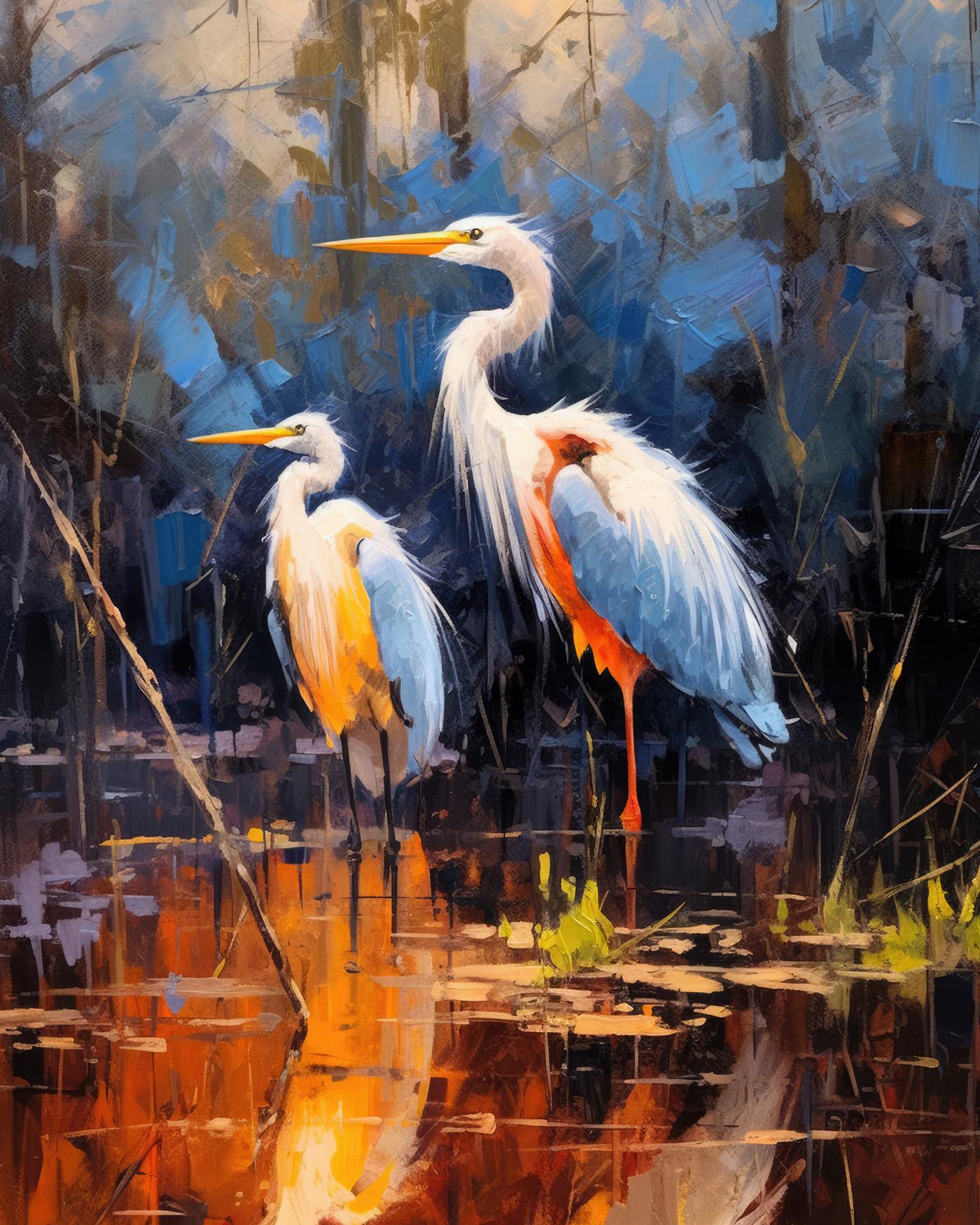 Obrazy na stěnu - Přírodní elegance volavek Rozměr: 40x50 cm, Rámování: vypnuté plátno na rám