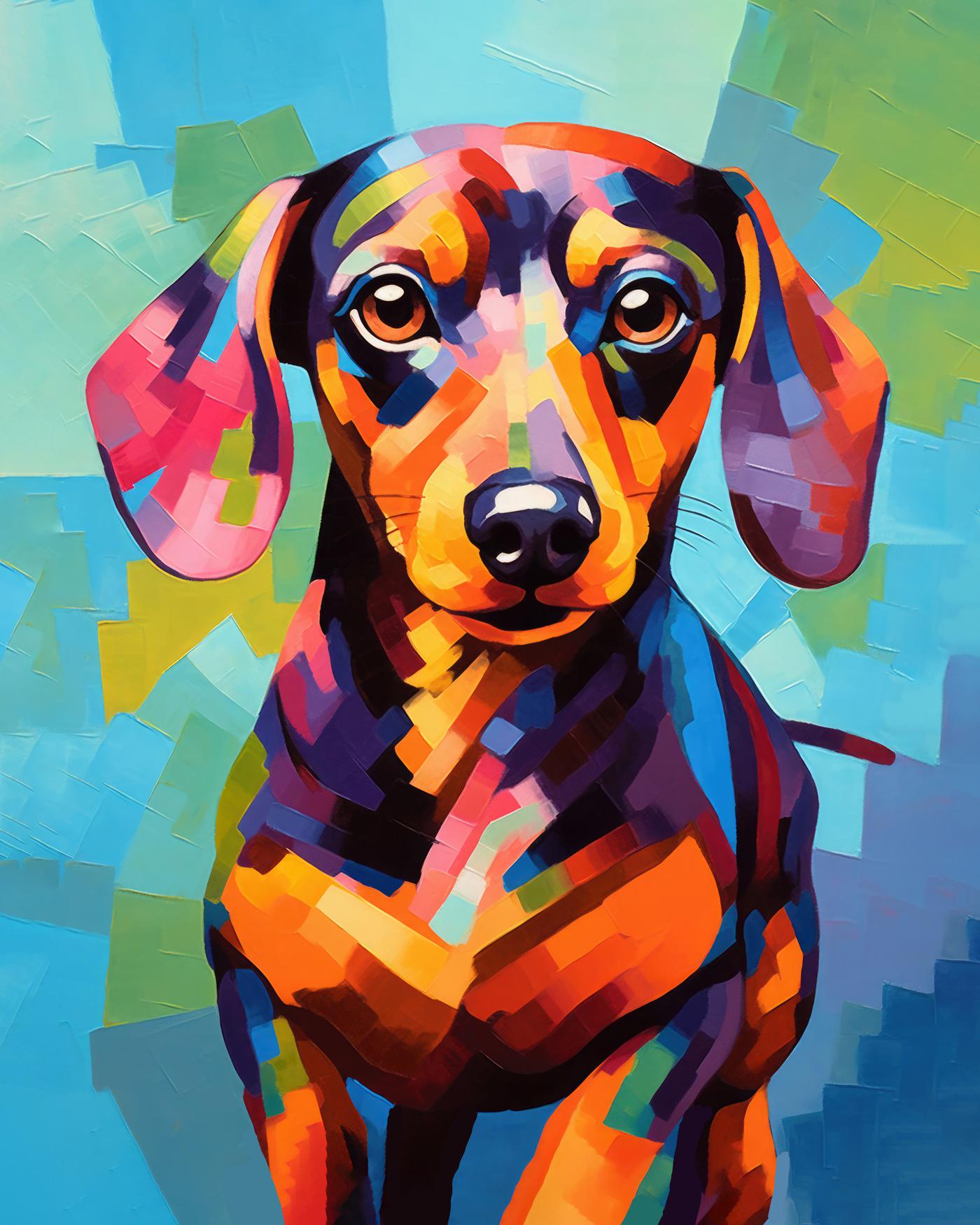 Obrazy na stěnu - Abstraktní jezevčík Rozměr: 40x50 cm, Rámování: vypnuté plátno na rám