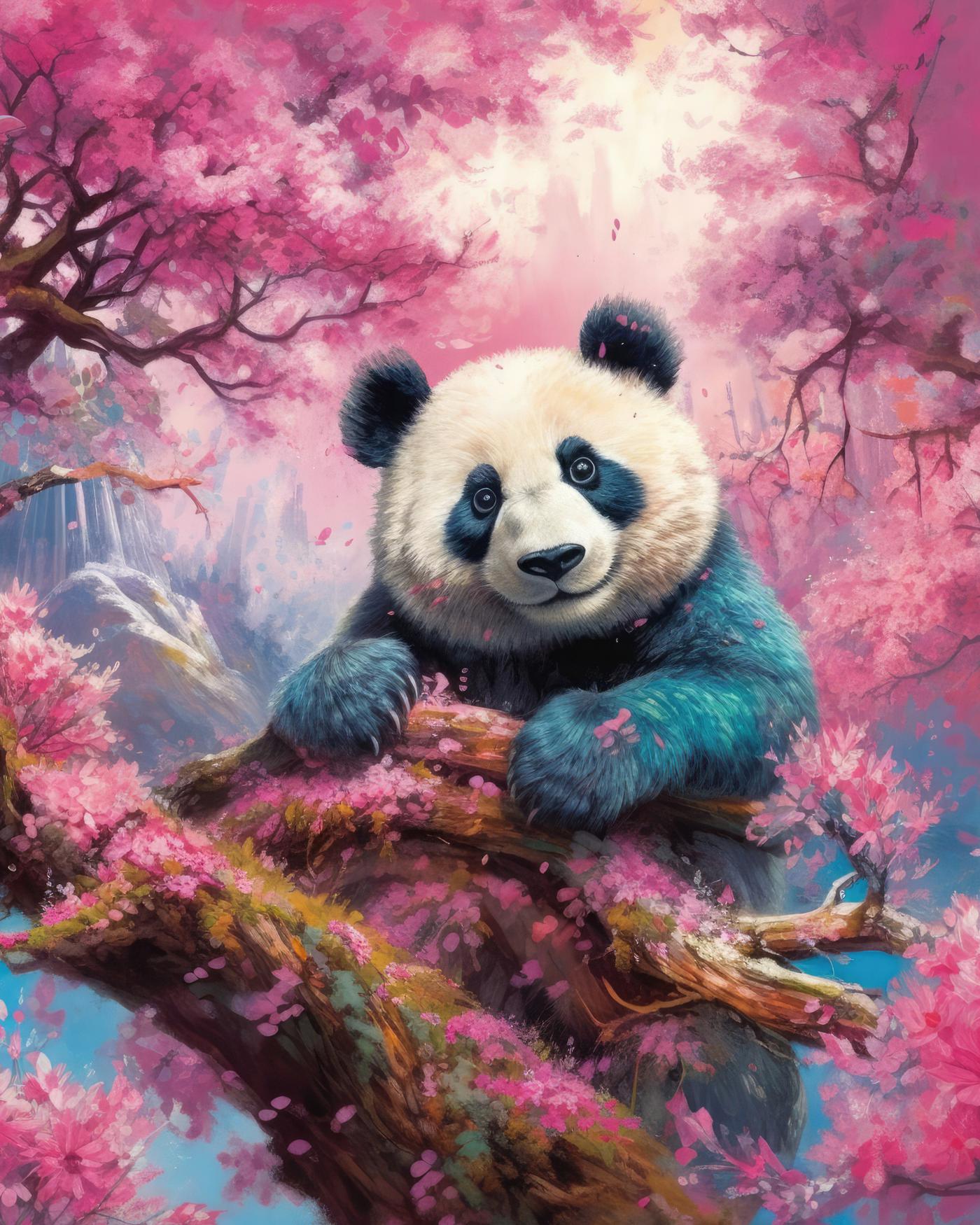 Obrazy na stěnu - Pandí krása na stromě Rozměr: 40x50 cm, Rámování: vypnuté plátno na rám