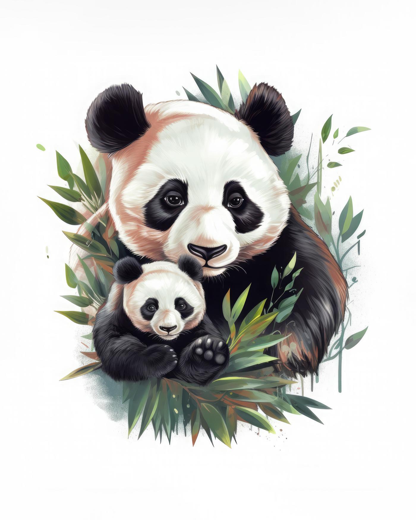 Obrazy na stěnu - Panda a mládě Rozměr: 80x100 cm, Rámování: bez rámu a bez vypnutí plátna