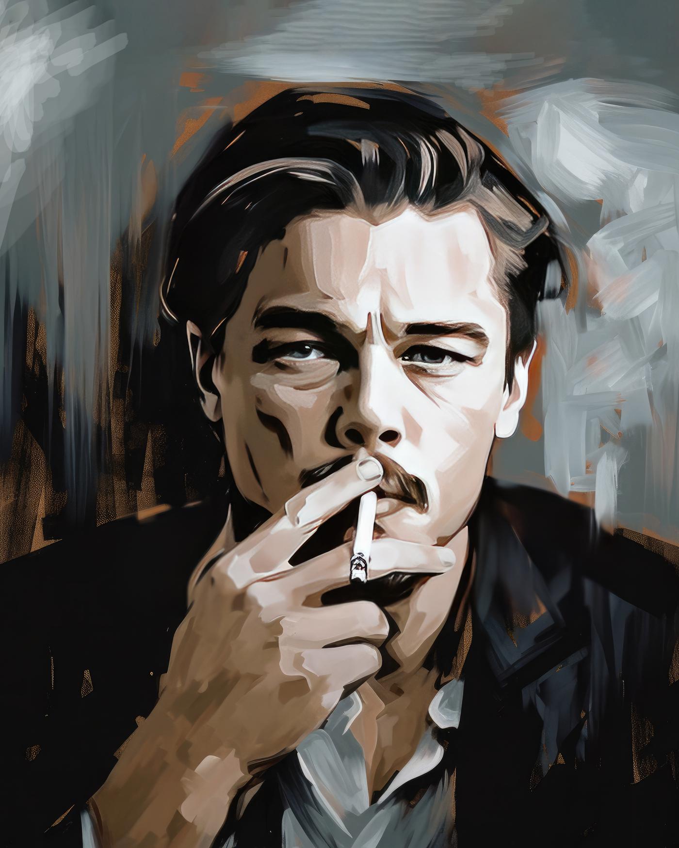 Obrazy na stěnu - DiCaprio s cigaretou Rozměr: 40x50 cm, Rámování: vypnuté plátno na rám