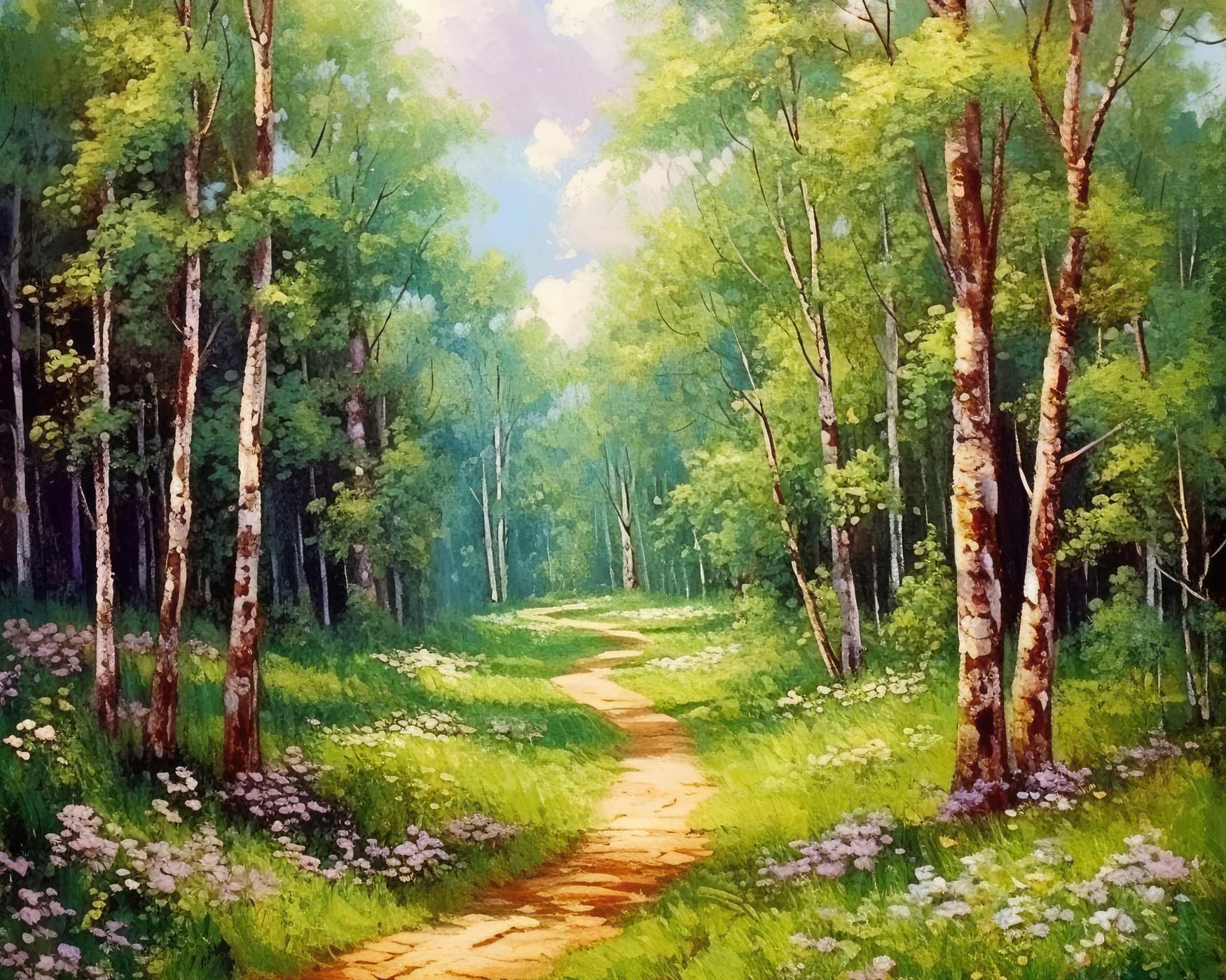Obrazy na stěnu - Lesík bříz Rozměr: 40x50 cm, Rámování: vypnuté plátno na rám