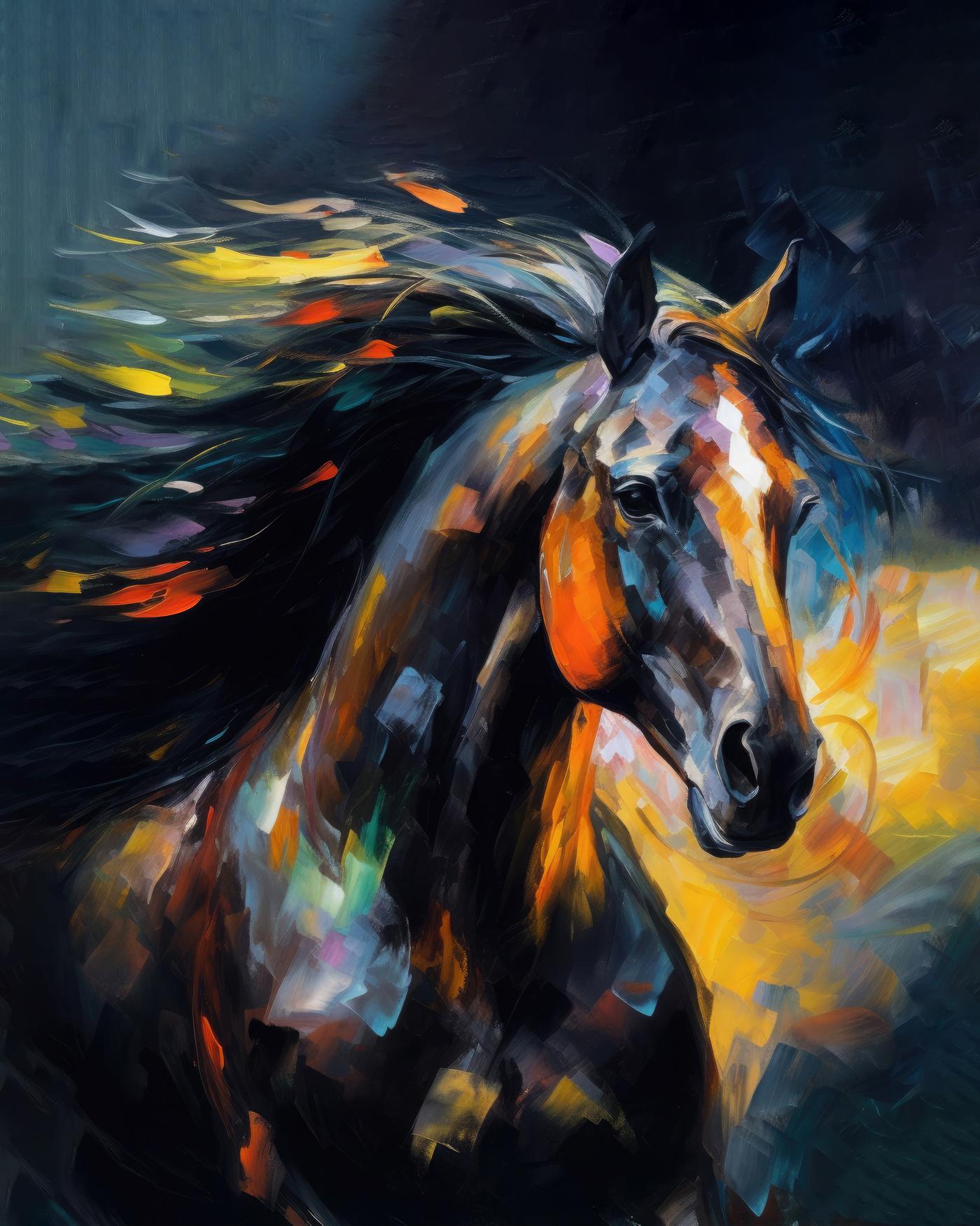 Obrazy na stěnu - Divoký černý abstraktní kůň Rozměr: 40x50 cm, Rámování: vypnuté plátno na rám