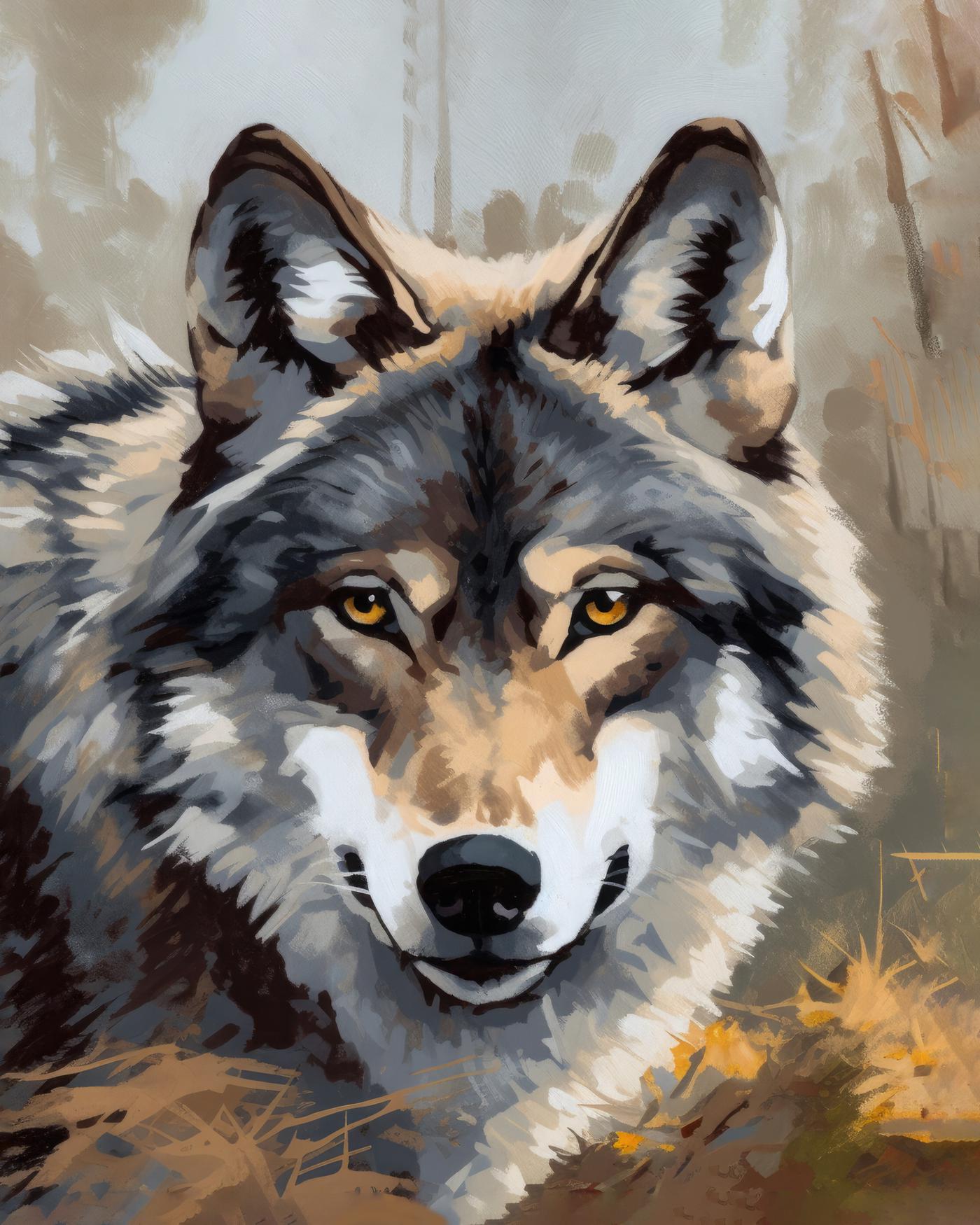 Obrazy na stěnu - Vlk v houští Rozměr: 40x50 cm, Rámování: vypnuté plátno na rám