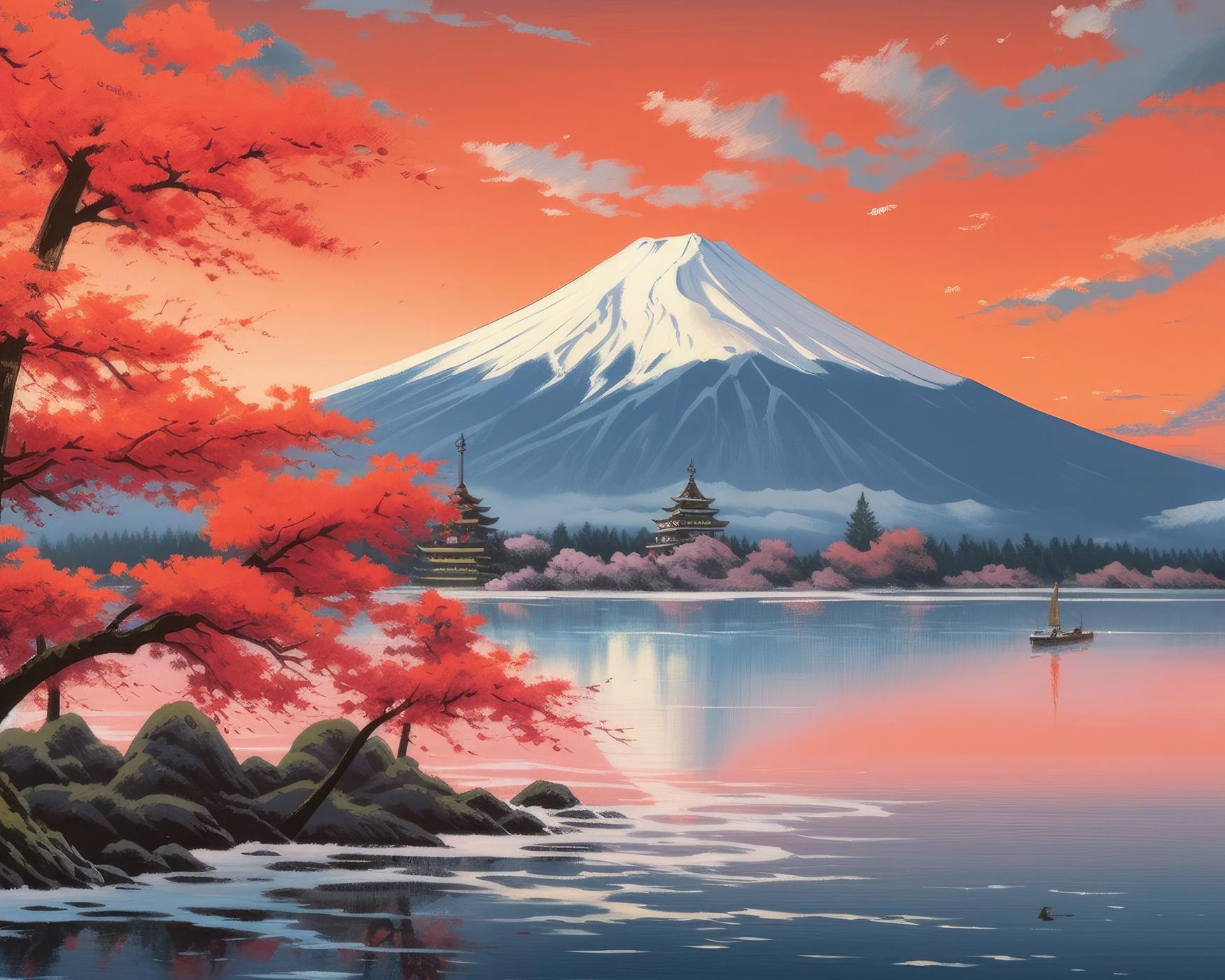 Obrazy na stěnu - Meditace u japonské hory Rozměr: 40x50 cm, Rámování: vypnuté plátno na rám