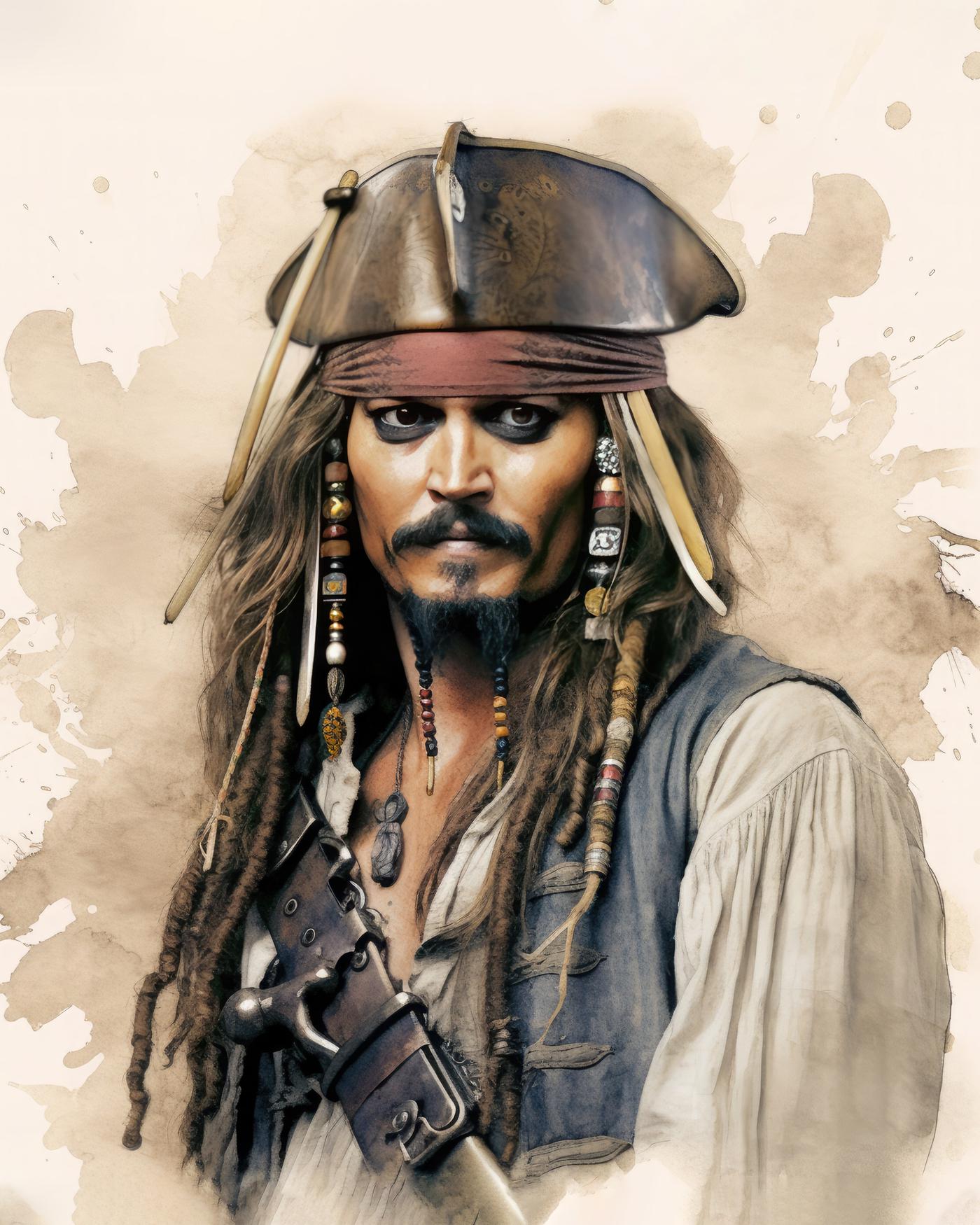 Obrazy na stěnu - Pirátská Duše Jack Sparrow Rozměr: 40x50 cm, Rámování: vypnuté plátno na rám