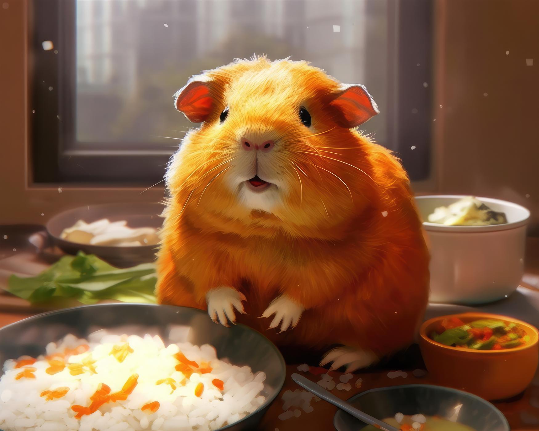 Obrazy na stěnu - Morče připravuje oběd Rozměr: 80x100 cm, Rámování: vypnuté plátno na rám