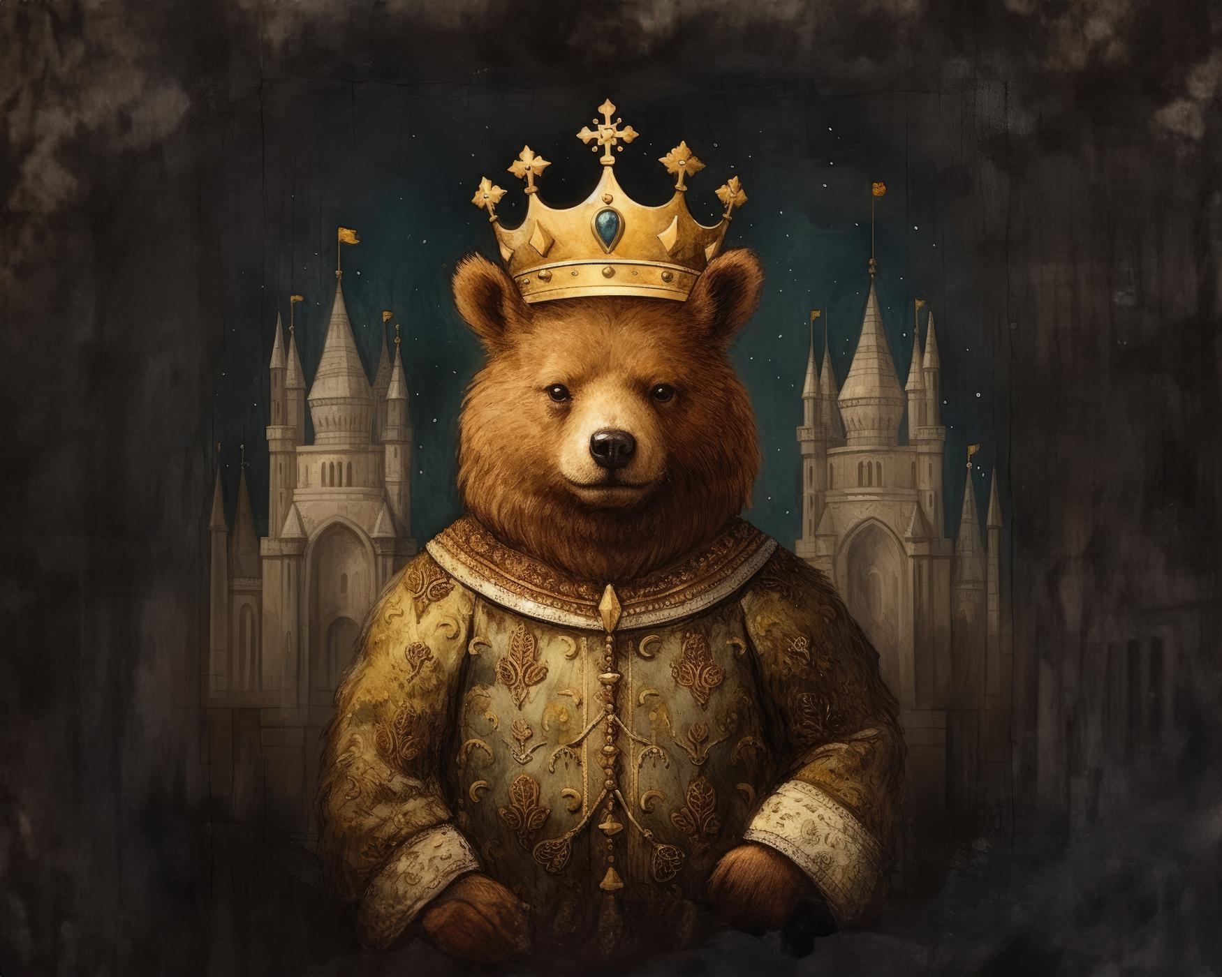Obrazy na stěnu - Medvěd králem Rozměr: 40x50 cm, Rámování: vypnuté plátno na rám