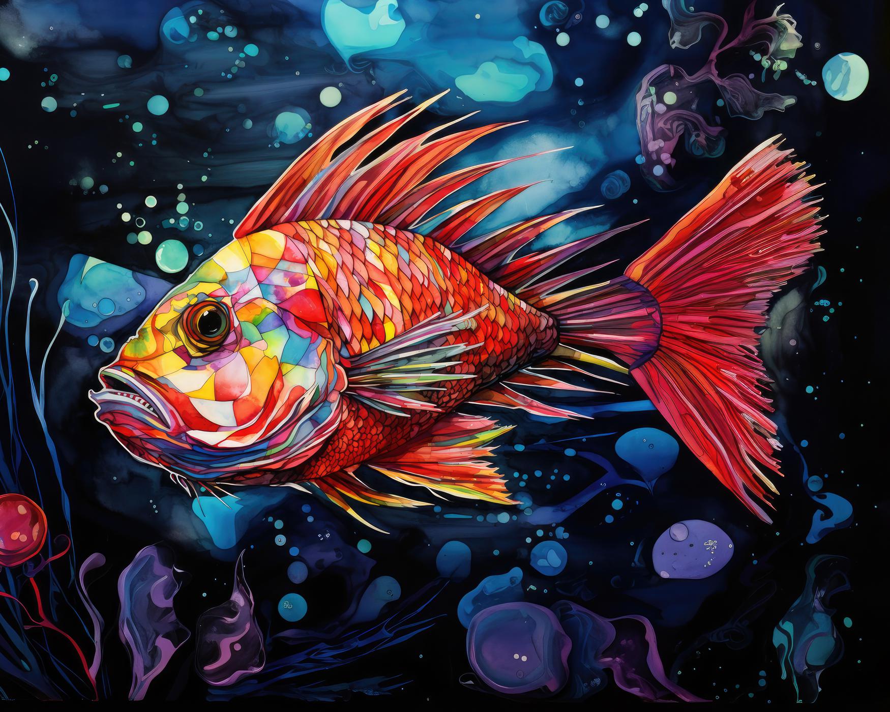 Obrazy na stěnu - Barevná ryba Rozměr: 40x50 cm, Rámování: vypnuté plátno na rám