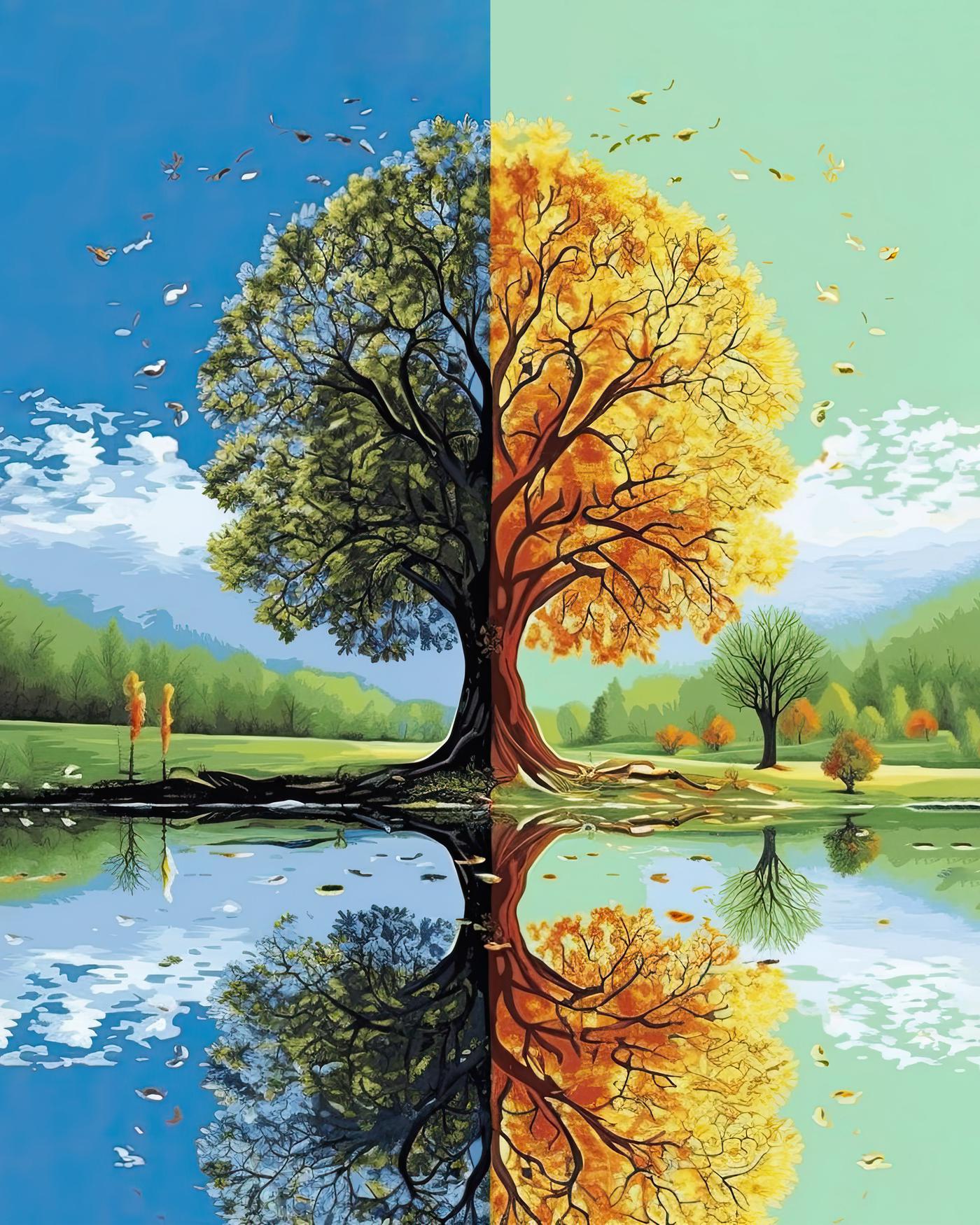 Obrazy na stěnu - Strom léto podzim Rozměr: 40x50 cm, Rámování: vypnuté plátno na rám