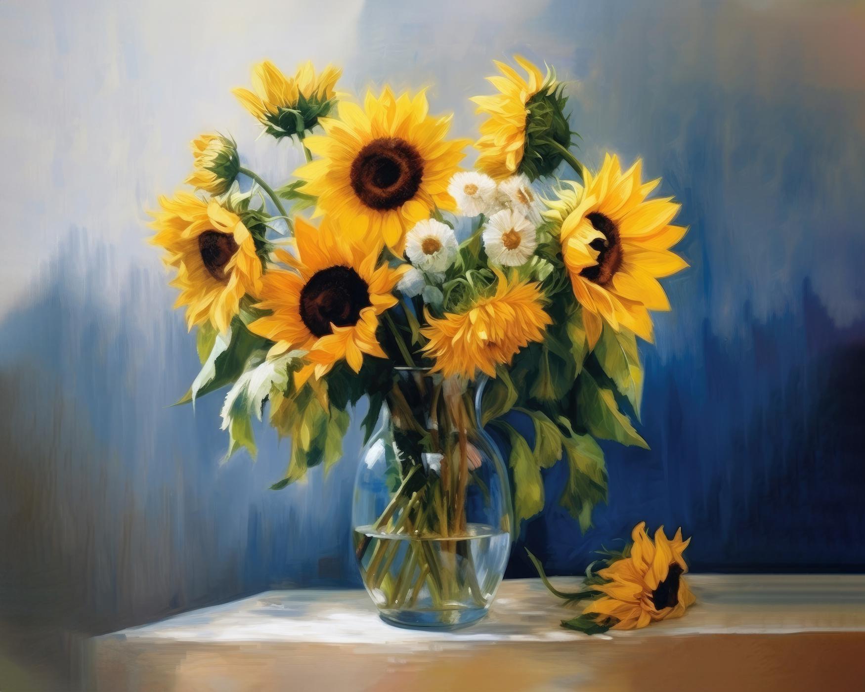 Obrazy na stěnu - Slunečnice a kopretiny Rozměr: 40x50 cm, Rámování: vypnuté plátno na rám