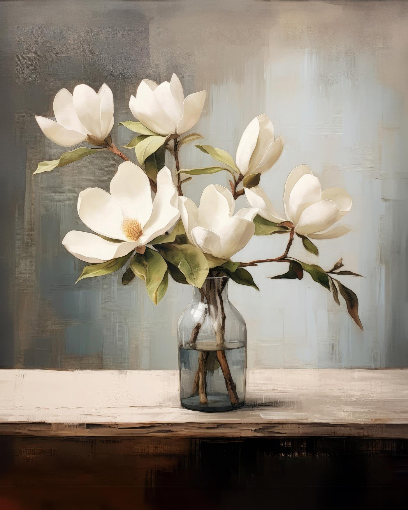 Obrazy na stěnu - Elegance bílých magnolií Rozměr: 40x50 cm, Rámování: vypnuté plátno na rám