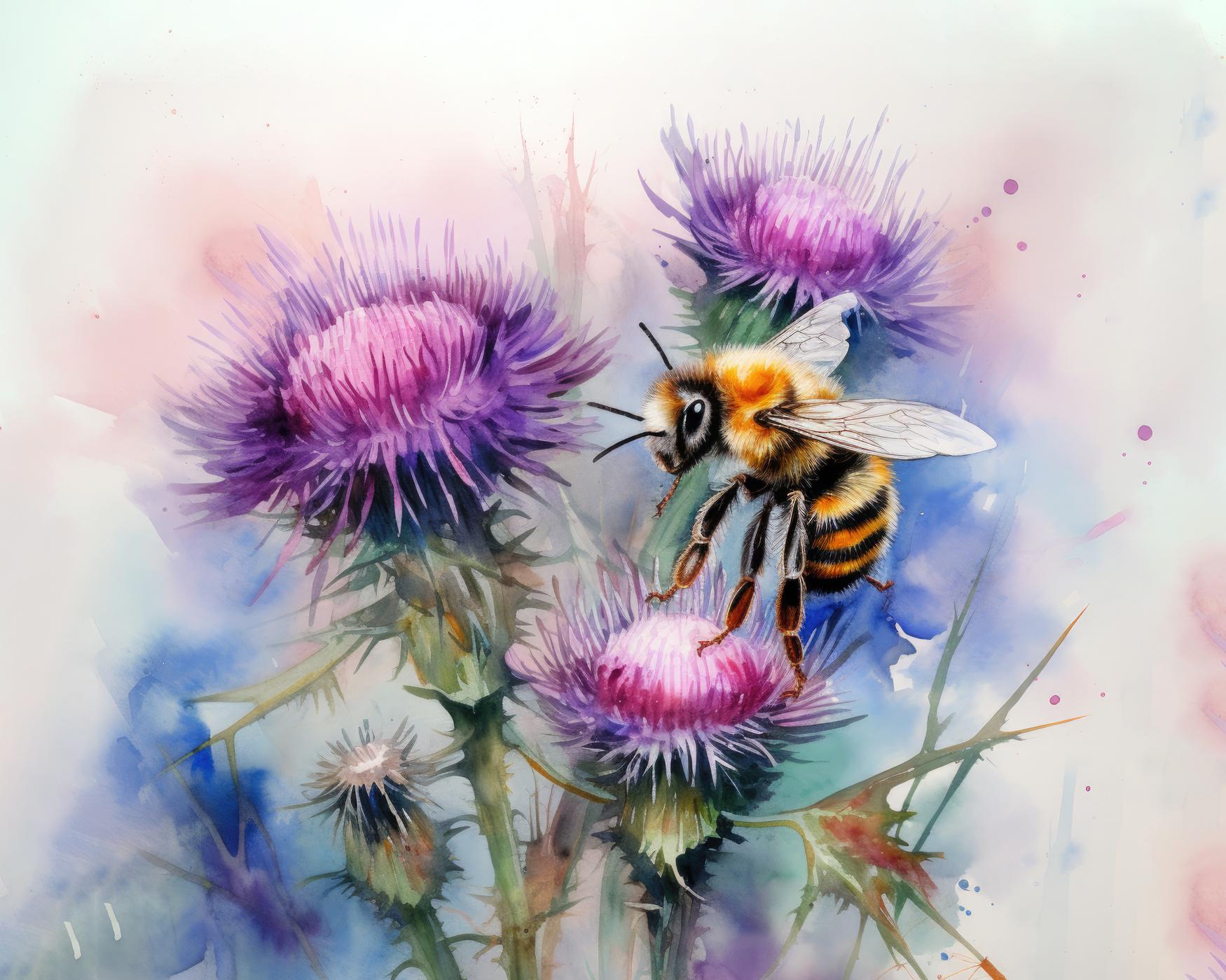 Obrazy na stěnu - Čmelák na bodláku Rozměr: 40x50 cm, Rámování: vypnuté plátno na rám