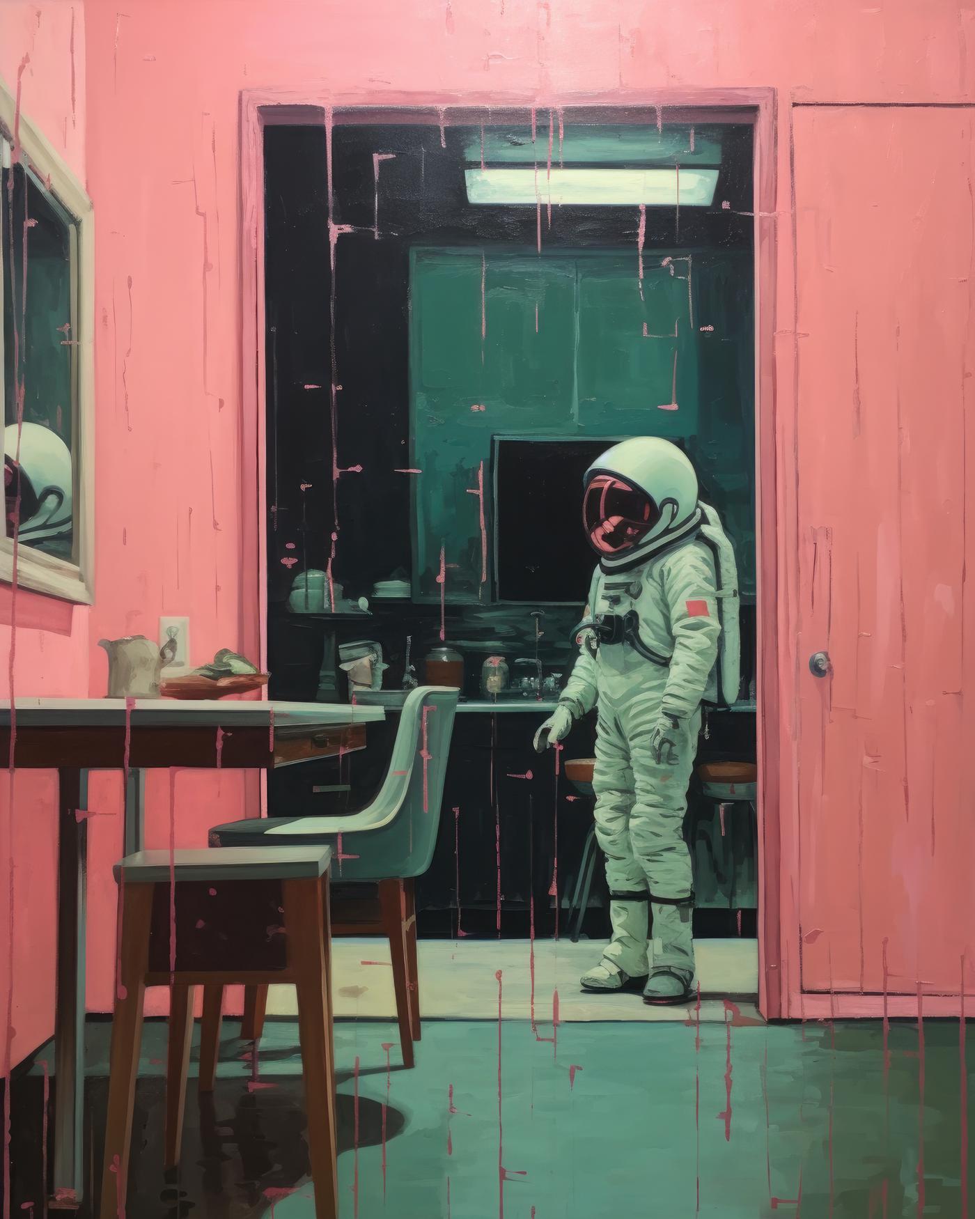 Obrazy na stěnu - Astronaut ve dveřích Rozměr: 40x50 cm, Rámování: vypnuté plátno na rám