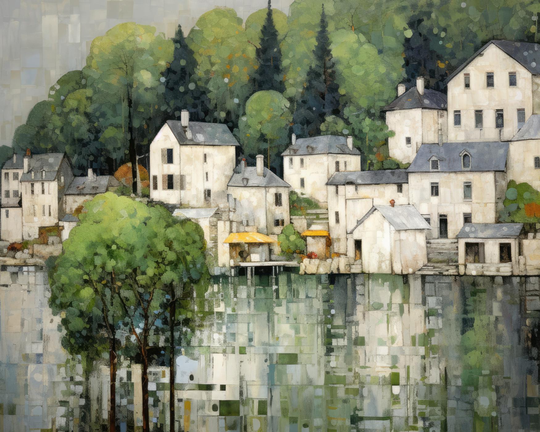 Obrazy na stěnu - Město u vody 1 Rozměr: 40x50 cm, Rámování: vypnuté plátno na rám