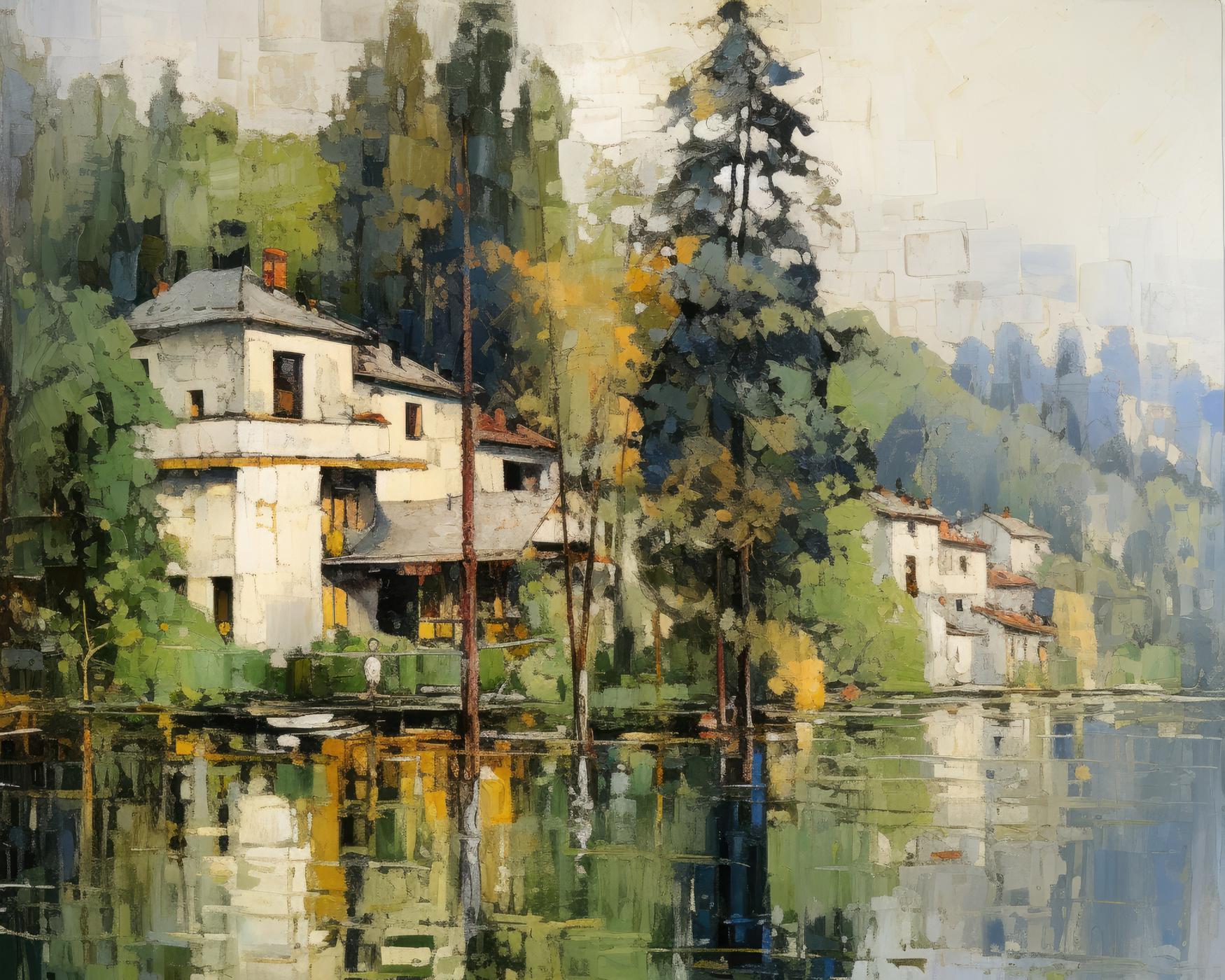 Obrazy na stěnu - Domy u vody Rozměr: 40x50 cm, Rámování: vypnuté plátno na rám