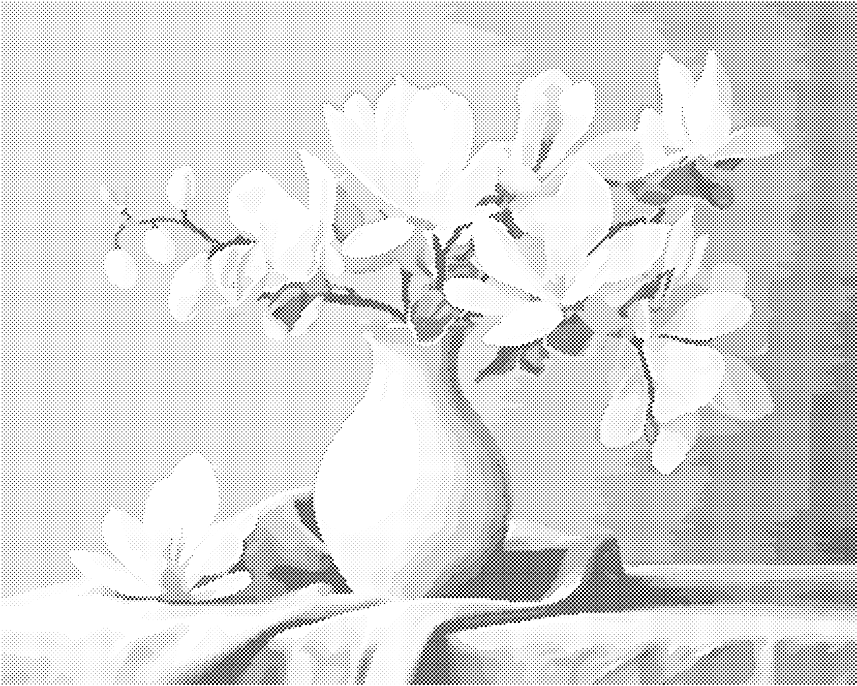 Tečkování - MAGNÓLIE 5 Rozměr: 40x50 cm, Rámování: vypnuté plátno na rám
