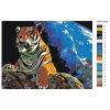Malování podle čísel - TYGR POD NOČNÍ OBLOHOU
