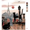 Malování podle čísel - ČERNÉ KOČKY A EIFFELOVKA V DÁLI