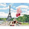 Malování podle čísel - ŽENA S BALONKY PŘED EIFFELOVKOU