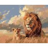 Malování podle čísel - LEV S MLÁDĚTEM A MRAKY