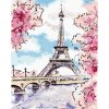 Malování podle čísel - EIFFELOVA VĚŽ V PAŘÍŽI S RŮŽOVÝMI KVĚTINAMI