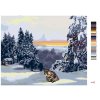 Malování podle čísel - RYS VE SNĚHU, CHATA A LES (D. RUSTY RUST)