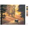 Malování podle čísel - MEDVĚD V LESE A ZÁPAD SLUNCE (D. RUSTY RUST)