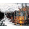 Malování podle čísel - CHATA, JELEN, ŘEKA A HORY (D. RUSTY RUST)