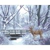 Malování podle čísel - JELEN, ŘEKA A MOST V ZIMĚ (D. RUSTY RUST)