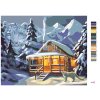 Malování podle čísel - LEOPARD U ZASNĚŽENÉ CHATY (D. RUSTY RUST)