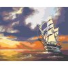 Malování podle čísel - PLACHETNICE PLUJÍCÍ NA MOŘI A ZÁPAD SLUNCE (D. RUSTY RUST)