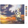 Malování podle čísel - PLACHETNICE PLUJÍCÍ NA MOŘI A ZÁPAD SLUNCE (D. RUSTY RUST)