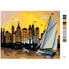 Malování podle čísel - PLACHETNICE, MRAKODRAPY A ZÁPAD SLUNCE (D. RUSTY RUST)