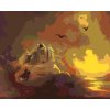 Malování podle čísel - HRAD, RYTÍŘ A ZÁPAD SLUNCE (D. RUSTY RUST)