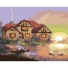 Malování podle čísel - LABUTĚ, DŮM A ZÁPAD SLUNCE (D. RUSTY RUST)