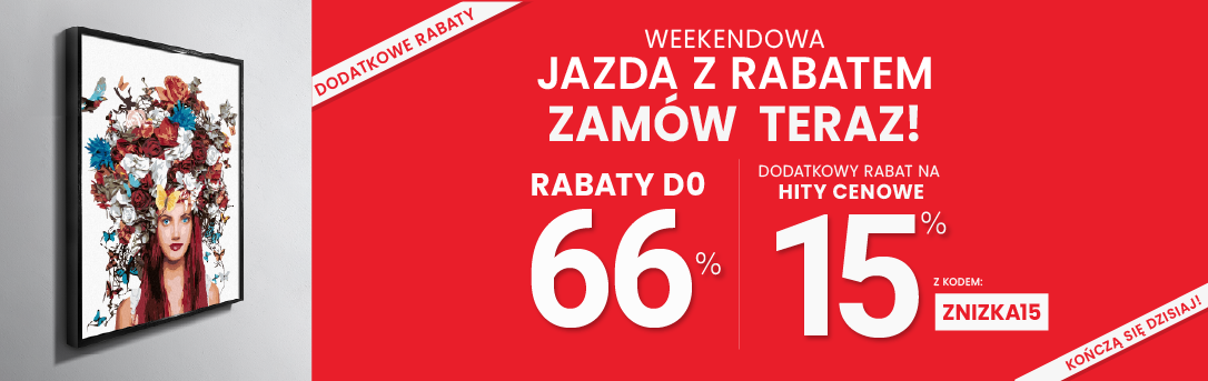 Rabaty do 66 % + extra rabat 15 %