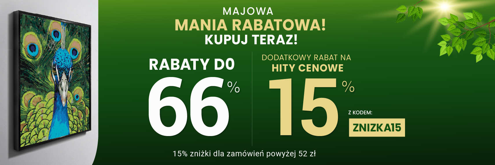 Rabaty do 66 % + extra rabat 15 %