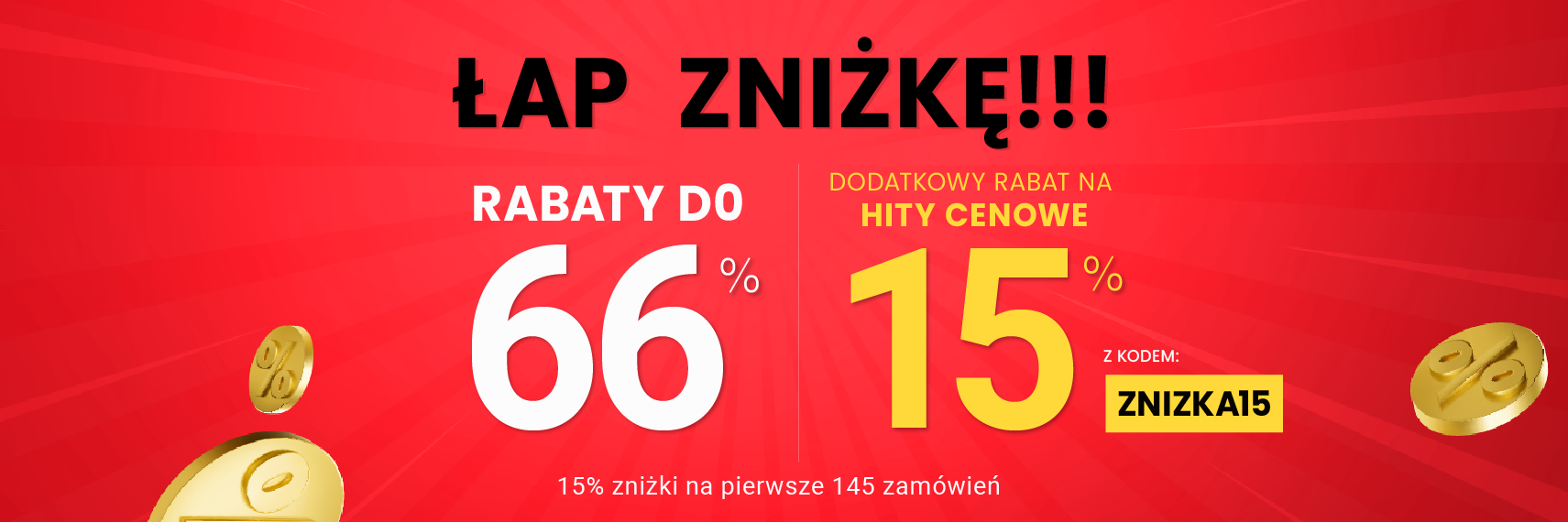 Rabaty do 66 % + extra rabat 15 %