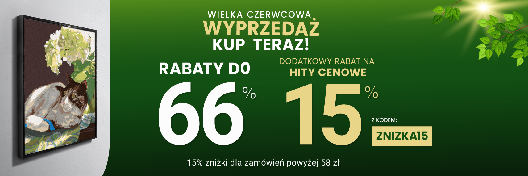 Rabaty do 66 % + extra rabat 15 %