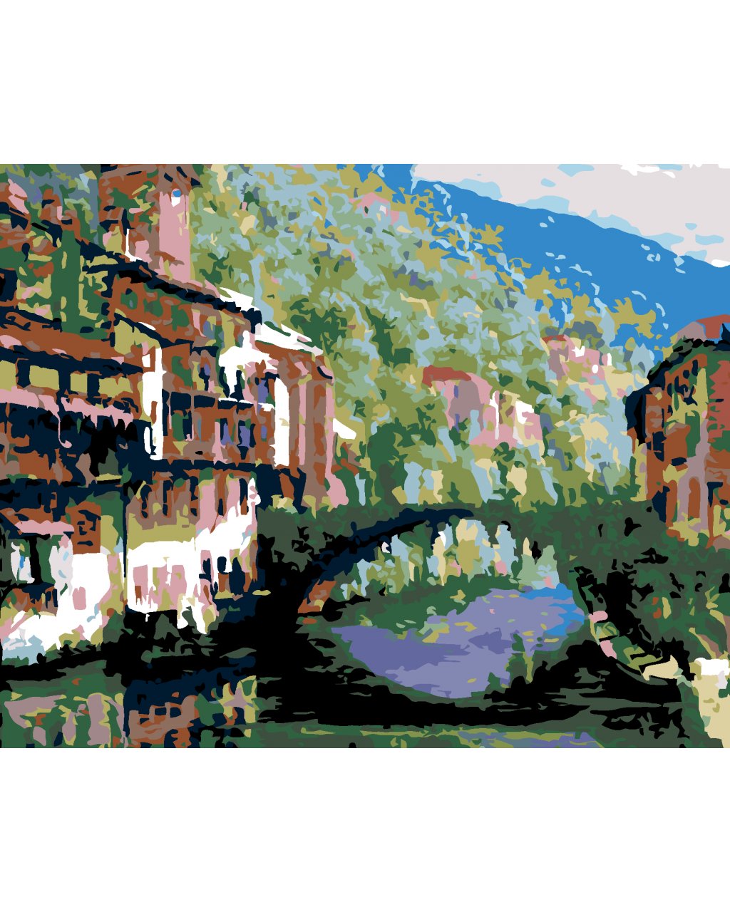 Malowanie po numerach - Malownicze miasteczko nad rzeką