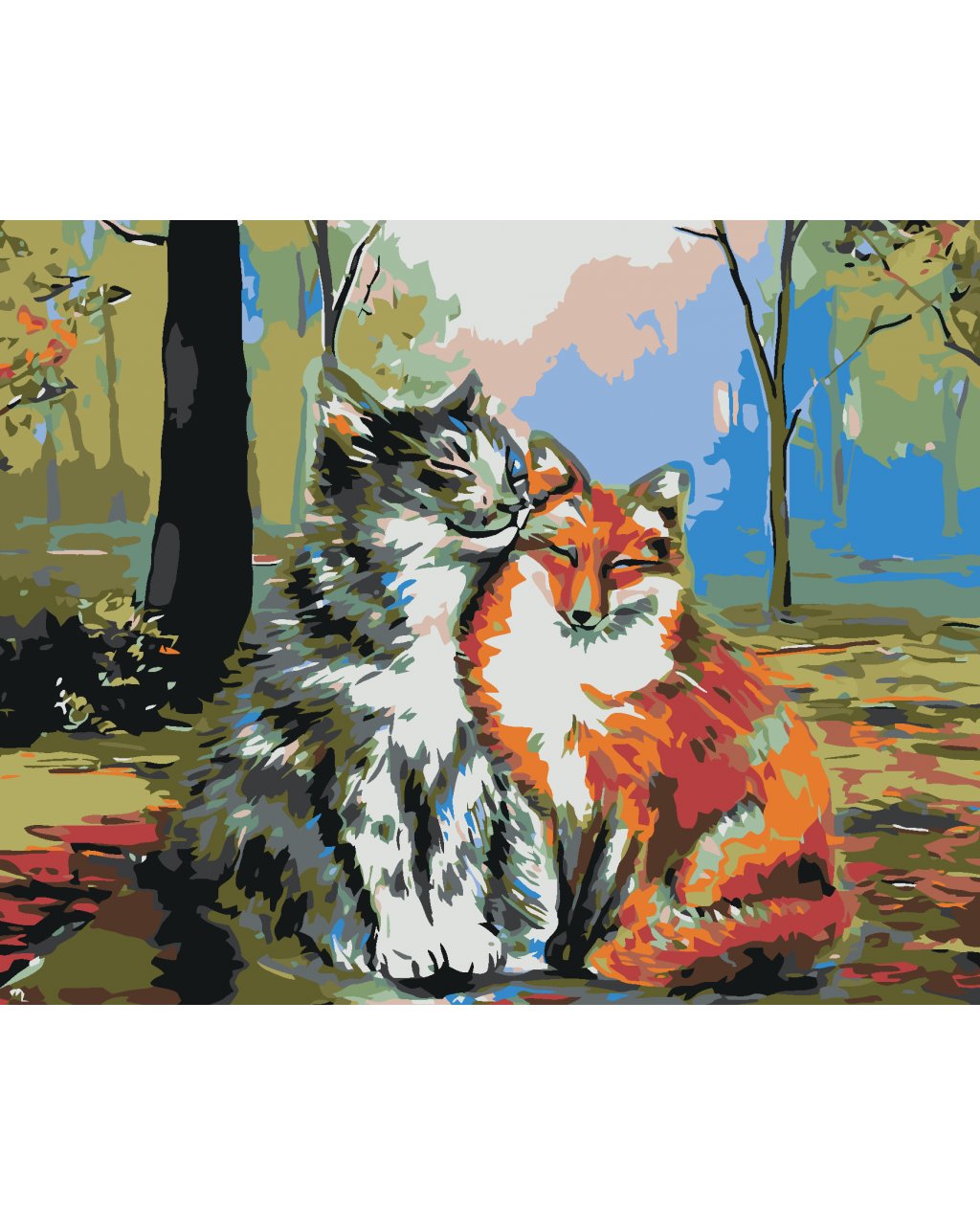 Malowanie po numerach – Kot i lis