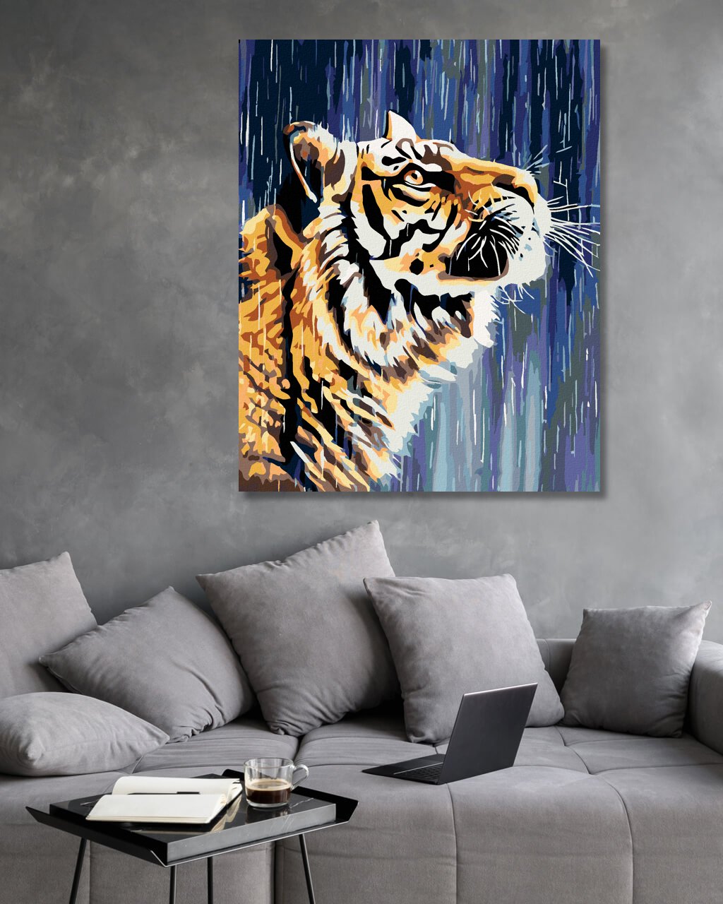 Malowanie po numerach – Tygrys przy wodospadzie