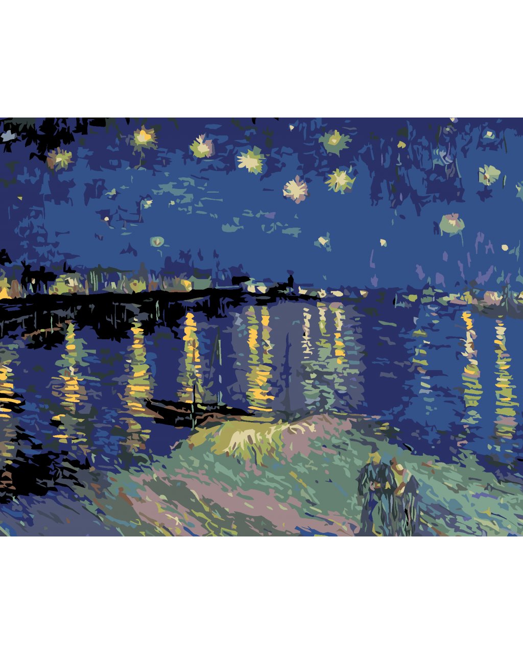 Malowanie po numerach - Gwiaździsta noc nad Rodanem (Van Gogh)