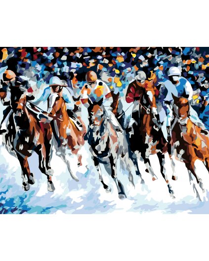 Malowanie po numerach - Wyścig dżokejów na koniach