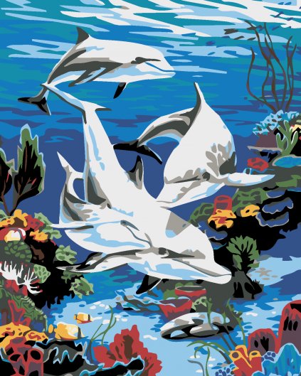 Malowanie po numerach - Delfiny w morzu